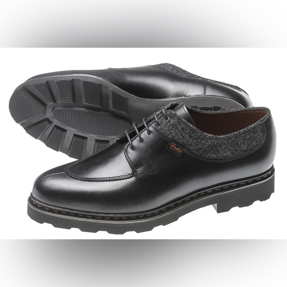 Ermenegildo Zegna Black Paraboot Edition Marche II Derbys Leather Dress Shoes 10 - Picture 6 of 17